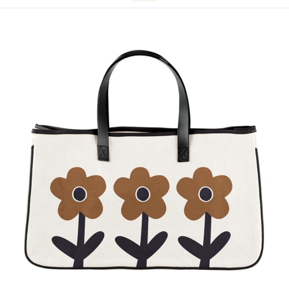 Cream Santa Barbara Design Flower Tote Bag Purse